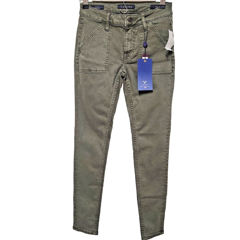 Vigoss Woman’s Marley Super Skinny Mid-Rise Pants W24 L29 Green Dark Olive